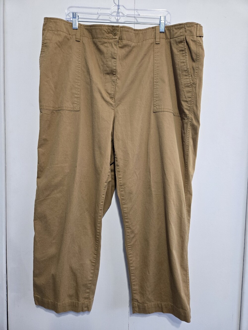 Talbots High Waist Patch Pocket Crop Pants Womens 22W Khaki Stretch